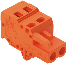 Socket header, 2 pole, pitch 5.08 mm, angled, orange, 231-302/008-000
