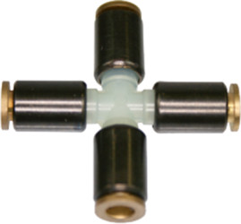 Cross connector, L 34 mm, for 4 x 1 and 4 x 0.65 tubing, 52.060