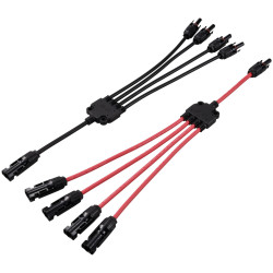 TRU COMPONENTS TC-12195724 Solar connector cable Female to 4 Male Black