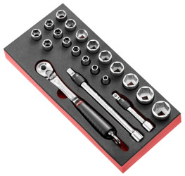 Zestaw nasadek rozmiar napędu 1/2" elementy: 21 Facom typ napędu Kwadratowy gniazdo 8 , 9 , 10 , 11 , 12 , 13 , 14 , 15