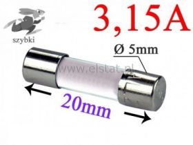 3,15A bezpiecznik ceramiczny szybki 5x20mm