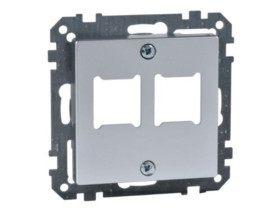 MERTEN SYSTEM M Płytka czołowa mechanizmu gniazda RJ11/RJ45 podwójna aluminium MTN291260 SCHNEIDER ELECTRIC