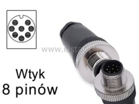 Złącze M12 męskie; 8-pinowe; proste; śrubowe