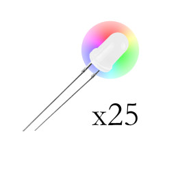 Opencircuit RGB 5mm rainbow diffused leds - slow - 25 pcs
