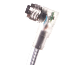 Kabel 4P 5m wolny koniec przewodu gniazdo kątowe M12 z LED SAC-4P-5,0-PUR/M12FR-3 1668302