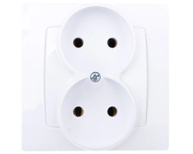 KARO Gniazdo podwójne b/u białe GP-2S/00