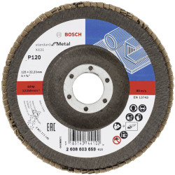 Bosch 2608603659 X431 Flap Disc 125mm Dia 22.23mm Bore Metal Finish 1piece
