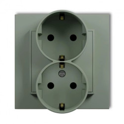 MINI Gniazdo podwójne z uziemieniem SCHUKO 2x(2P+Z) (przesłony torów prądowych) szałwiowy 61MGP-2sp