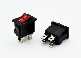 Przełącznik kołyskowy 4 pin, podświetlany 12V, czerwony stabilny ON-OFF