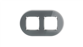 Icon Ramka Uniwersalna Podwójna Okrągła - Efekt Szkła (Ramka: Grafitowa Spód:...