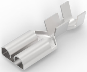 Uninsulated flat plug sleeve, 6.35 x 0.81 mm, 1.03 to 2.62 mm², AWG 17 to 13, phosphor bronze, silver-plated, 6-160449-3