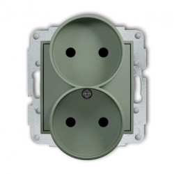 ICON Mechanizm gniazda podwójnego do ramki bez uziemienia 2x2P (przesłony torów prądowych) szałwiowy 61IGPR-2p