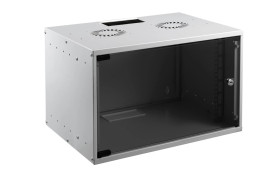 MIRSAN SOHO Szafa wisząca RACK 19 cali 4U 400mm szara szklane drzwi FLAT PACK ( do samodzielnego montażu )