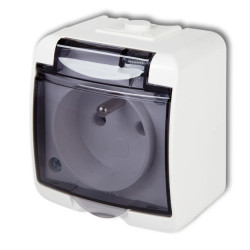 JUNIOR Gniazdo pojedyncze z/u (klapka dymna) biały GHE-1dp