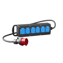 Przedłużacz gumowany siłowy RS-P 6x230V IP44 z wtyką 5P/16A czarny 7001-10 EPN