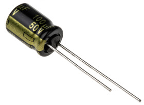 Aluminiowy kondensator elektrolityczny 100μF 50V dc Radialny, Otwór przelotowy Panasonic roztaw: 3.5mm 8 (Dia.) x 11.5mm