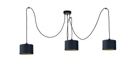 Lampa Wisząca Nowoczesna Abażur 3Xe27 Flow Black Long