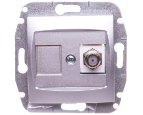 CARLA Gniazdo antenowe TV typ F-F b/R srebrne 1786-16