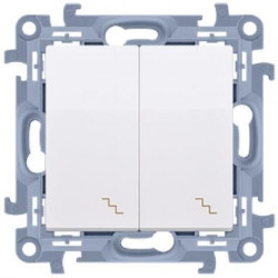 Łącznik schodowy podwójny SIMON 10 biały 10AX z podświetleniem LED Kontakt Simon CW6/2L.01/11