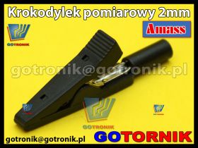 Krokodylek 2mm do przewodów miernika CZARNY