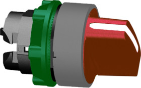 Toggle switch, 3 positions, unlit, latching, waistband round, red, front ring gray, 45°, mounting Ø 22 mm, ZB5AD304C0