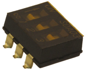Przełącznik DIP 3-pozycyjny SPST SMD 25 mA przy 24 V DC -40 → +85°C