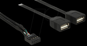 83823 USB Cable Pin header female &gt; 2 x USB 2.0 type-A female 40 cm