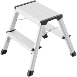 Hailo 4443-701 Step Stool Aluminium Folding 235cm Silver/Black 2.8kg