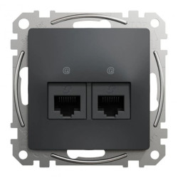 Gniazdo komputerowe podwójne RJ45 kat. 6 UTP, czarny antracyt, Sedna Design i Elements SDD114462