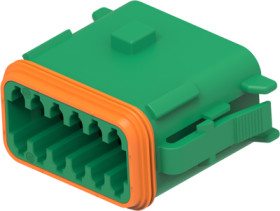 Socket, 12 pole, straight, 2 rows, green, DT06-12SC-P012