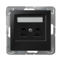 IMPRESJA Gniazdo telefoniczne podwójne niezależne antracyt GPT-2YN/m/50