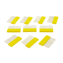 PB10S L YELLOW-Listwa prosta 1x10 styków (długie nóżki 12mm), 2,54mm - 10 szt.
