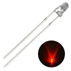 Dioda LED 3mm imitacja płomienia czerwona migotająca losowo 3V clear