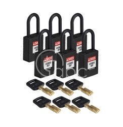 Kłódka LOTO SafeKey nylonowa, szekla 38 mm, czarna (6 szt.), 150351