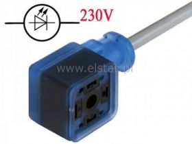 Złącze gniazdo z przewodem, 2+2PE; 2m, LED 230V