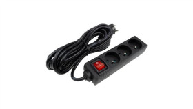 Przedłużacz 3 Gniaz. 5M Z/U Z Wyłącznikiem Czarny