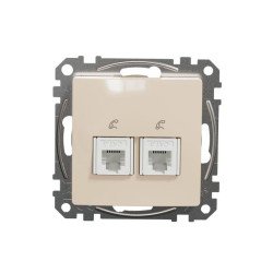 Gniazdo telefoniczne podwójne RJ11, beżowy, Sedna Design i Elements SDD112492