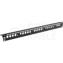 Patch panel pusty RACK 19" 1U na 24 moduły keystone UTP czarny NEKU