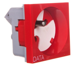 Gniazdo pojedyncze 250VAC 16A z/u z kluczem czerwone 45x45mm, QP 45X45 D_BB
