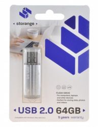 PENDRIVE 64GB 2,0 STORANGE SREBRNY
