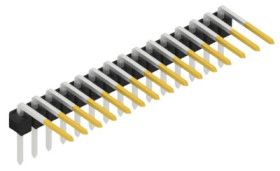 Pin header, 15 pole, pitch 2.54 mm, angled, black, SL310115S