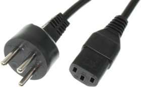 Device connection cable, Israel, plug type H, straight on C13 socket, straight, H05VV-F3G1.0 mm², black, 2.5 m, IL/3G-H05VVF3G10