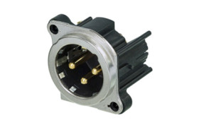XLR panel plug, 3 pole, gold-plated, NC3MBHL