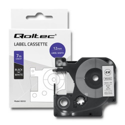 Qoltec Taśma do DYMO D1 45013 12mm x 7m Biała/ Czarny nadruk