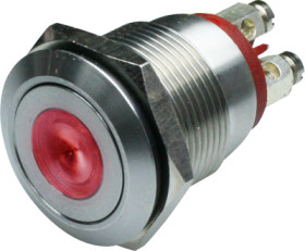 Vandal-proof pushbutton, 1 pole, silver, illuminated  (red), 0.05 A/24 V, mounting Ø 19.2 mm, IP66, MPI001/TERM/RD