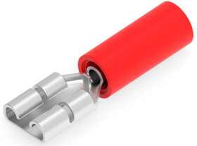 Insulated flat plug sleeve, 4.75 x 0.81 mm, 0.26 to 0.96 mm², AWG 22 to 18, brass, tin-plated, red, 184268-1