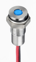 Lampka kontrolna do montażu panelowego 21.6 → 26.4V dc, niebieska 6mm LED Chrom Wyprowadzenia RS PRO