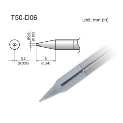 Grot lutowniczy ołówkowy Hakko do FX9703 Dłuto 0,6 mm T50