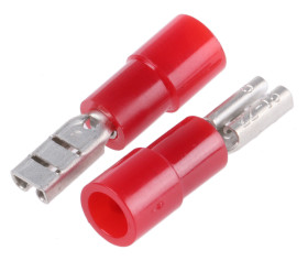 Konektor płaski Żeński 2.8 x 0.8mm 0,5 → 1,5 mm², 22 → 16 AWG długość 19.6mm Izolacja: Izolowane Cyna