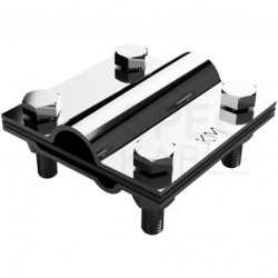 Złącze uziomowe odgromowe 2P (75x18mm, dwie płytki, 4xM8) ocynk galwaniczny drut bednarka KM GROM